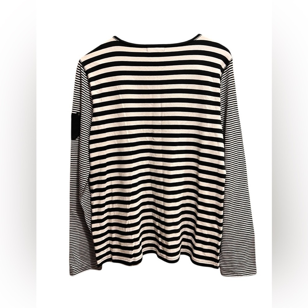 Chaps Women's Black & White Striped Long Sleeve Shirt XL - Picture 2 of 3